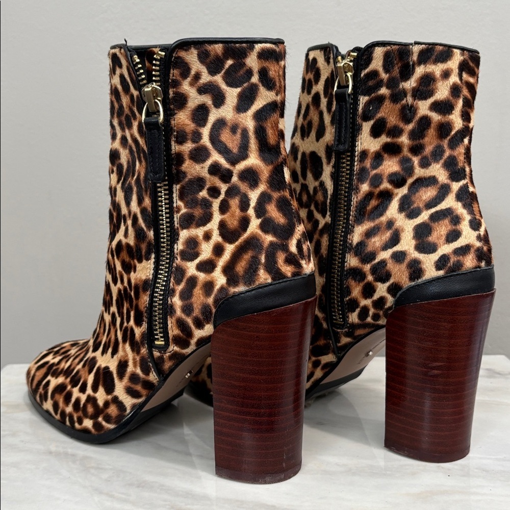 Katherine Kelly Calf Hair Leopard Print Ankle Boots Size 7.5 - Picture 9 of 13